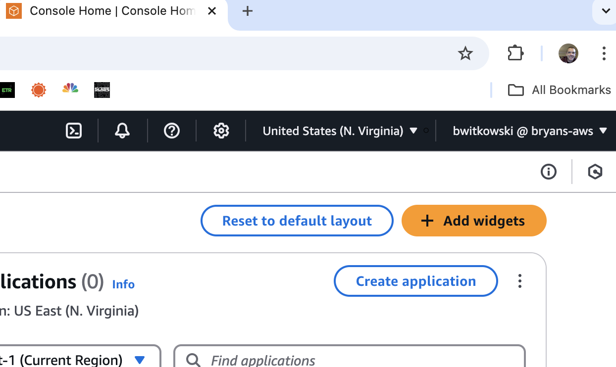 AWS Console home screenshot